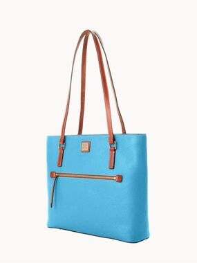 Dooney & Bourke Turquoise Tote with Brown leather Straps